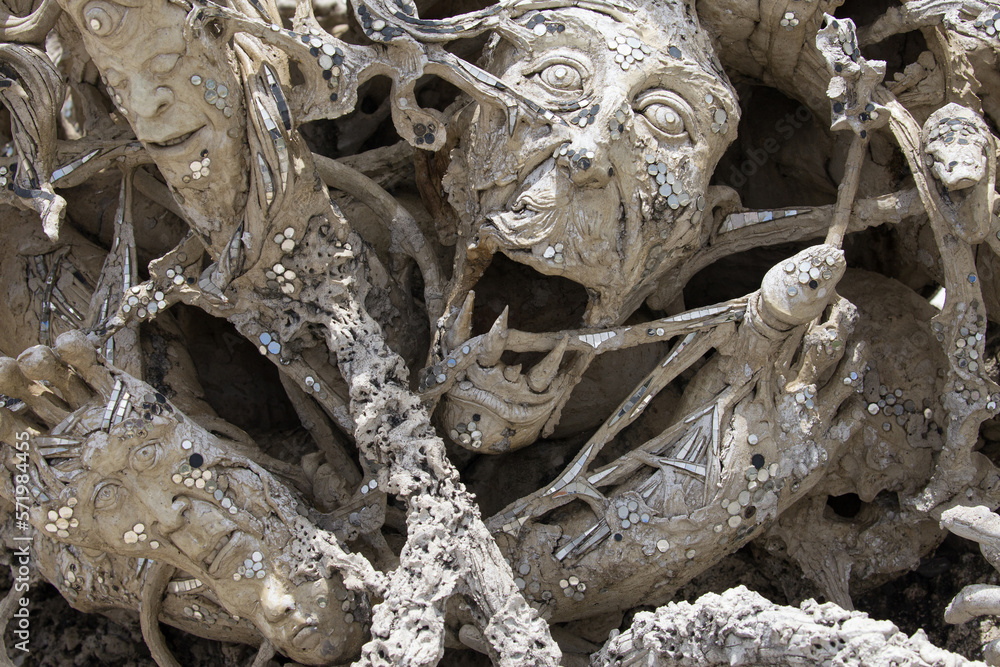 Ghostly Faces at Wat Rong Khun, Chiang Rai