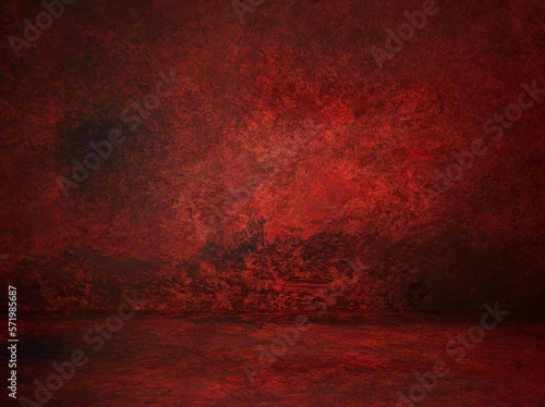 background studio portrait. dark red backdrops for photo montages. vintage paper with space for text ,image, decoration, advertisement. old red grunge backdrop.