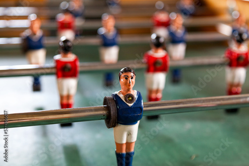 Close-up on the figures of a table football