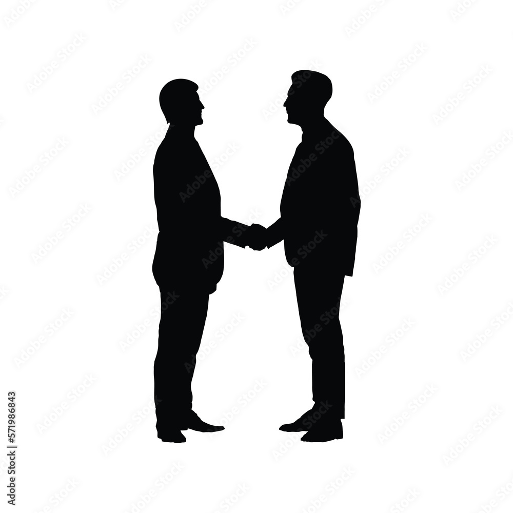 Businessman handshake vector silhouette