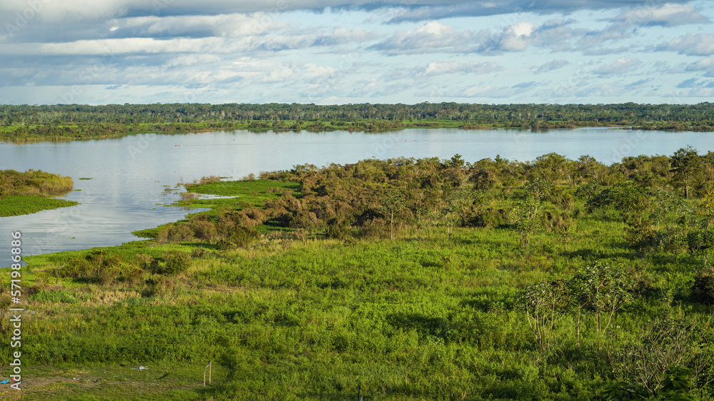 Amazon river landscape view from Iquitos Peru