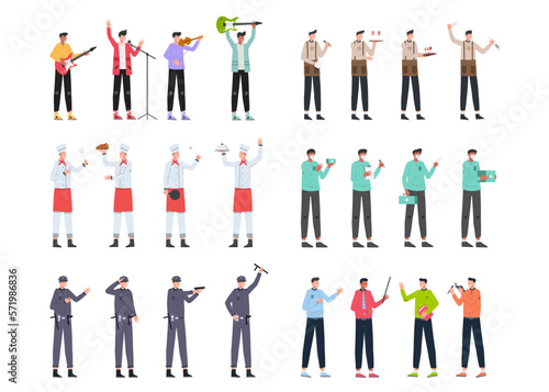 Bundle of many career character 6 sets, 24 poses of various professions, lifestyles