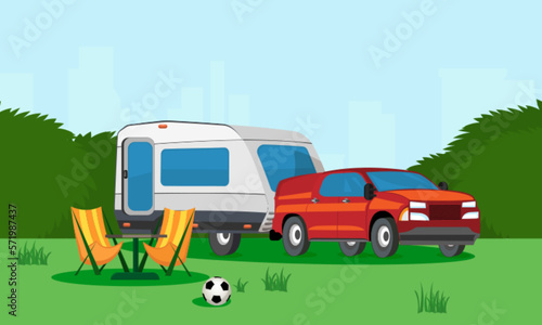 Camping Vacation Flat Composition