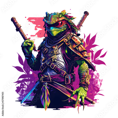 frog character ninja samurai with generative AI