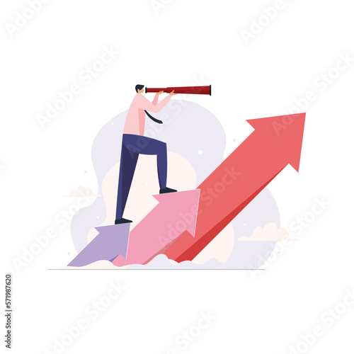 Businessman finds new Opportunities, Strategic planning for development and profit growth illustration