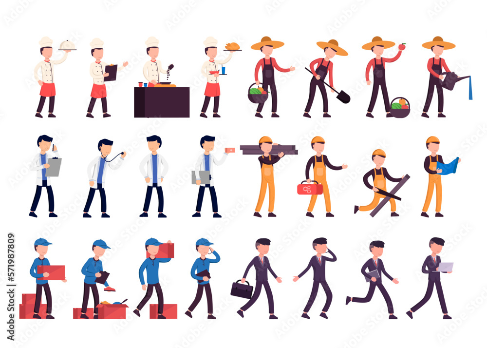 Bundle of many career character 4 sets, 16 poses of various professions, lifestyles, Bundle of many career character 4 sets, 16 poses of various professions, lifestyles,