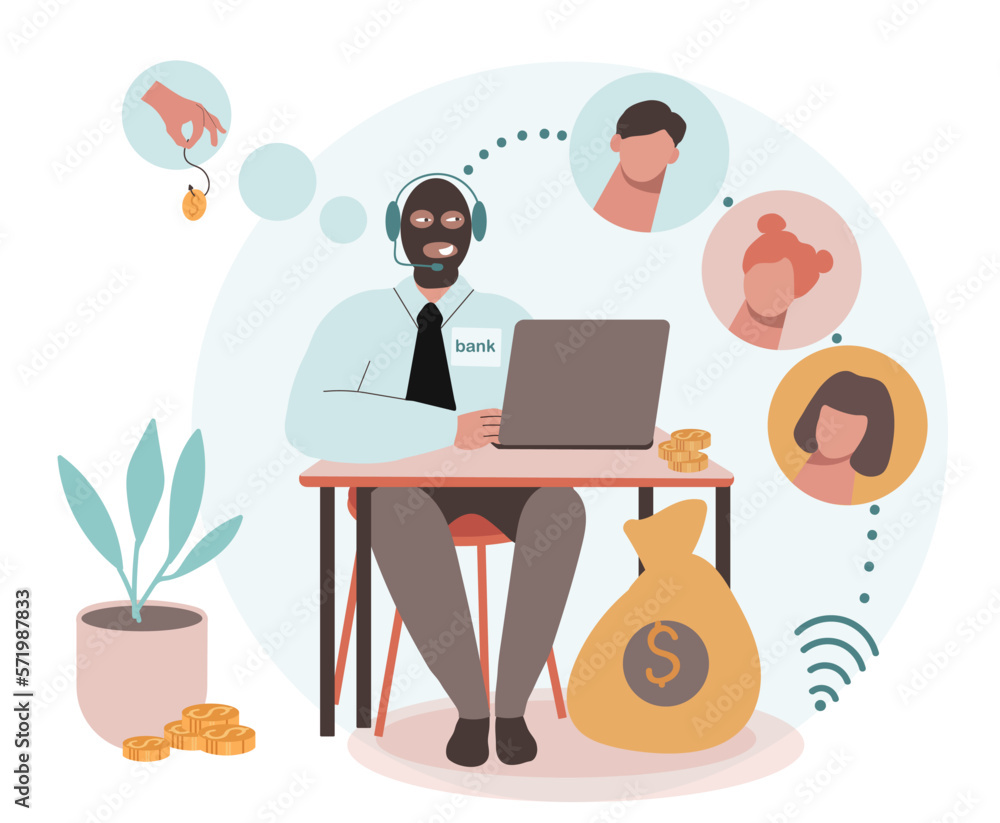 Office Scammer Flat Composition Office Scammer Flat Composition