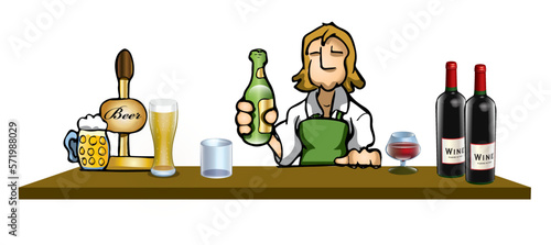 Bartender women serving alcohol