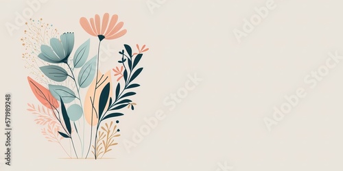 A flowers illustrations with copy space and pastel or soft colors