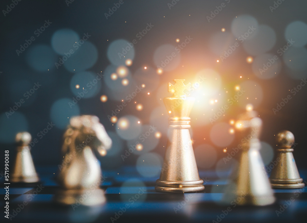 Golden King And Queen Chess Piece Concept For Business Competition