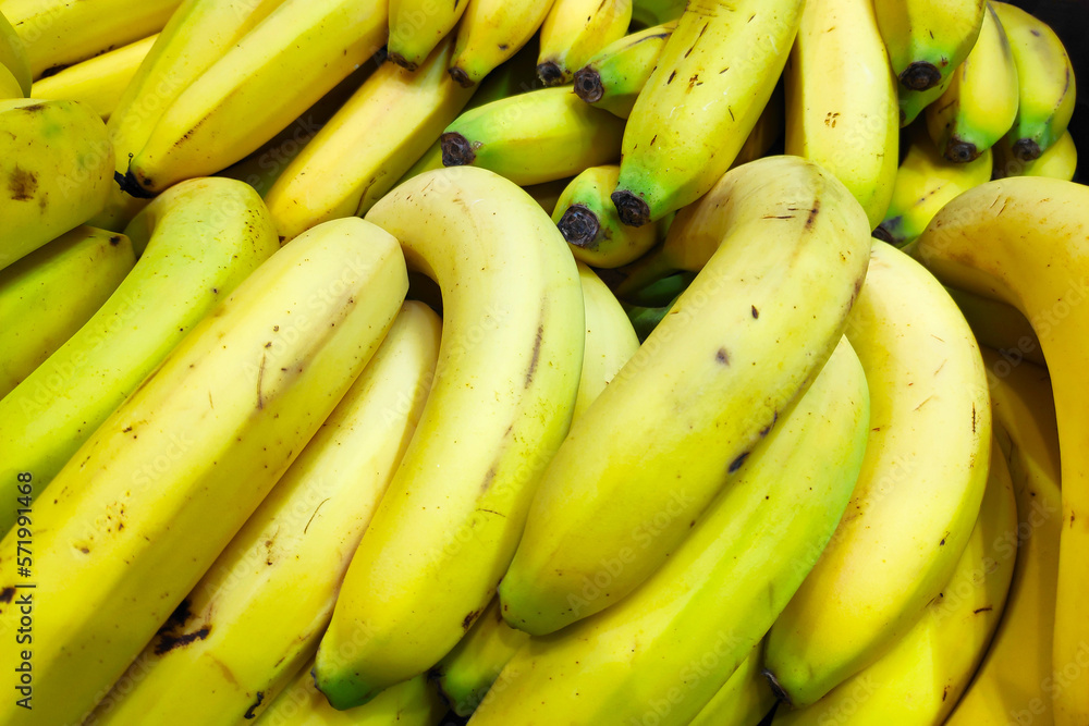 Stack of bananas on a market stall