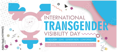 International Transgender Day of Visibility.March 31Symbol on white background and figures of different colors. photo