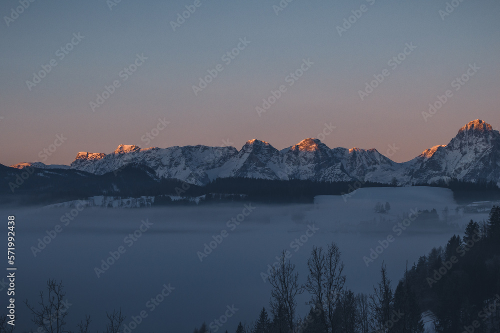 Totes Gebirge with sunrise in the morning