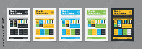 A4 Brand Guidelines Poster Layout Set, Simple style and modern Brand Guidelines, Brand identity Template.