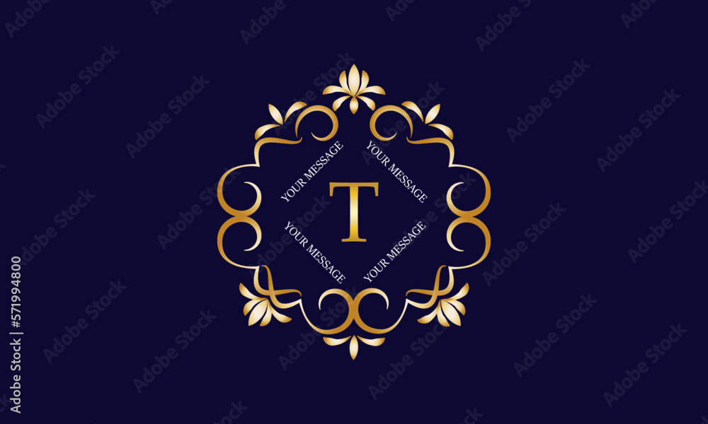 Elegant monogram design template with initial letter T. Luxury elegant ornament logo for restaurant, boutique, hotel, fashion, business.