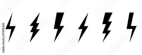 Lightning bolt icons set. Vector illustration