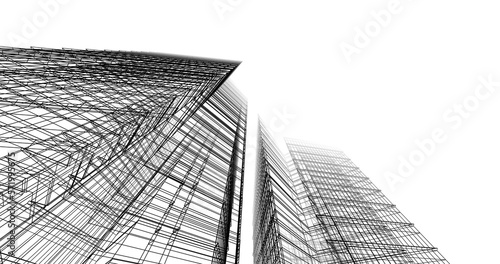 Abstract architecture 3d drawing