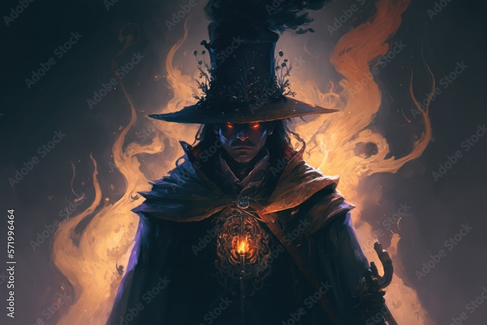dark and brooding sorcerer, who harnesses forbidden magic and seeks to gain ultimate power. AI generation. dark and brooding sorcerer, who harnesses forbidden magic and seeks to gain ultimate power. AI generation.