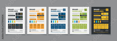 A4 Brand Guidelines Poster Layout Set, Simple style and modern Brand Guidelines, Brand identity Template.