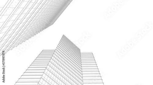 modern office buildings on white background 