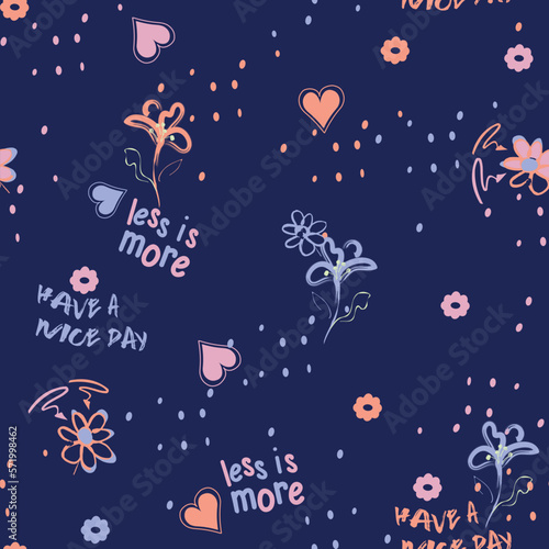 Cute, spring,conversational,seamless pattern print, typography, lettering, positive quotes and slogans for fabric, textile, tshirt, sweatshirt, packaging, wrapping, tshirt, girls, women, kids, fashion