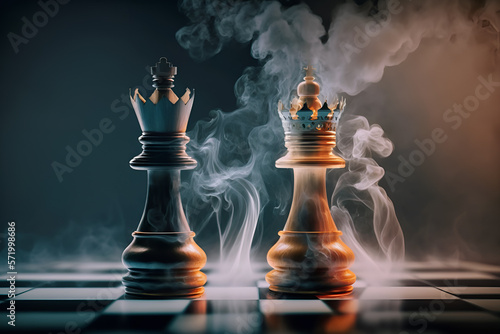 Chess with smoke business idea background Generative AI