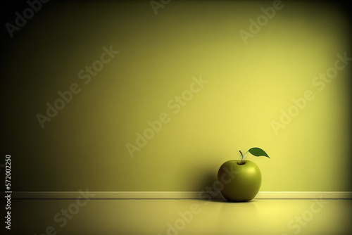 green wall and green apple