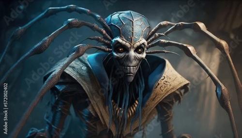 Kwaku Ananse, the trickster spider, was known for his cunning and wit, often using his clever tricks to outsmart his enemies. AI generation.