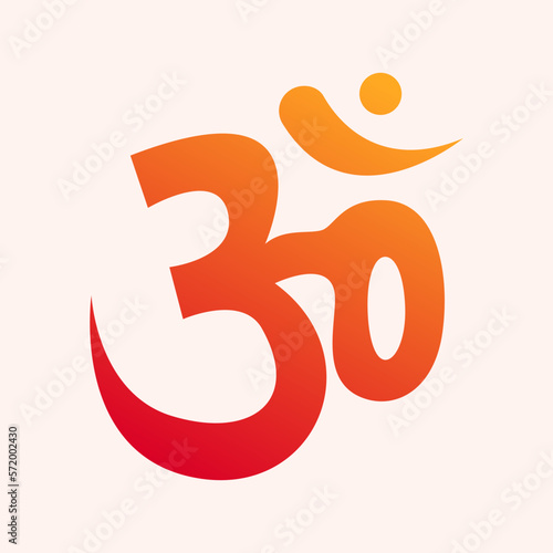Om Hindu Spiritual Symbol Gradient Vector Icon Illustration