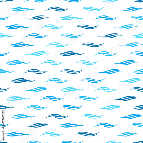Sea wave ripple vector seamles pattern. Splash wave curls. Marine summer holiday pattern. Water background. Ocean blue waves line graphic ornament. Saltwater turquoise pattern. Marine nautical breeze