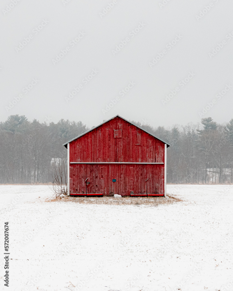 red barn in winter red barn in winter
