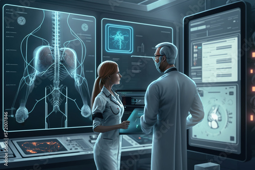 Futuristic Cutting-Edge Medical Laboratory Environment, Doctor equipment monitors