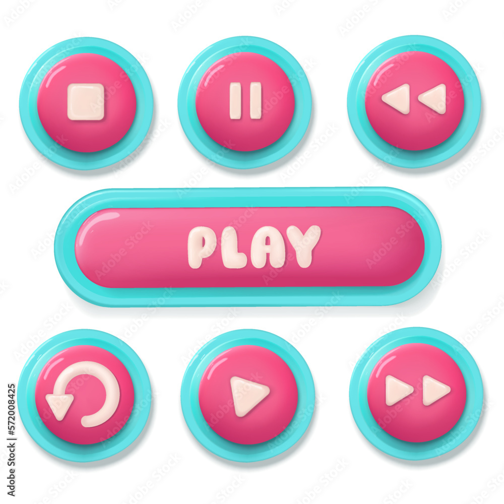 Pink 3d buttons for gaming applications. Glossy pink buttons.Vector in high quality. Pink 3d buttons for gaming applications. Glossy pink buttons.Vector in high quality.