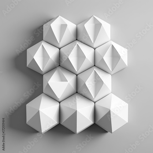 Abstract modern background  rhombic dodecahedron with twelve diamond-shaped faces. AI generation.