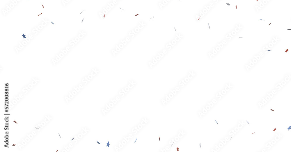 A blue glitter confetti border with red and blue stars on white A blue glitter confetti border with red and blue stars on white