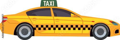 Taxi car side view. Yellow passenger transport