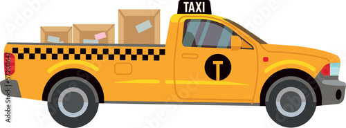 Pickup truck with parcel boxes. Cargo taxi service