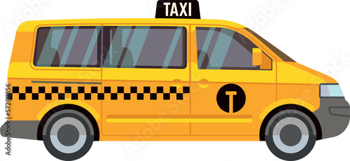 Yellow van side view. Cargo taxi service
