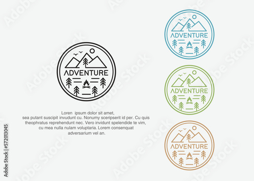 Outdoor badge icon, camping logo