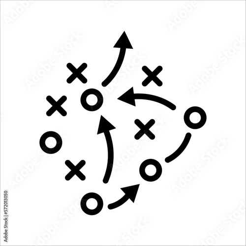 soccer tactics icon, game success strategy in football, scheme play, vector illustration on white background. photo