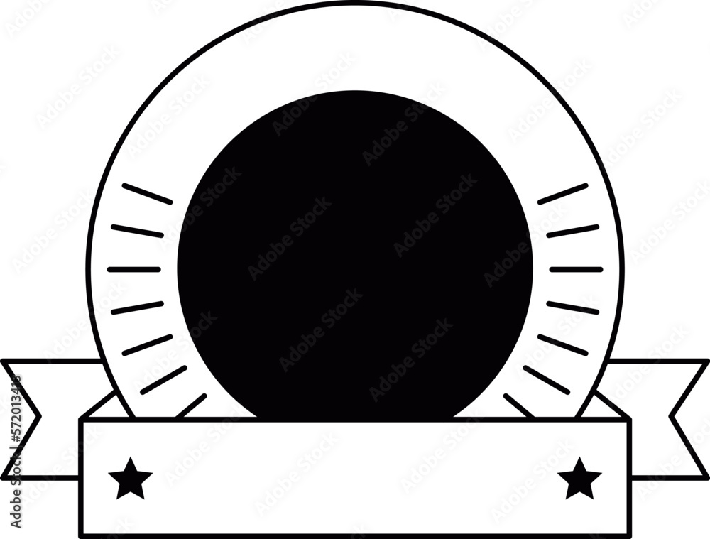 Round emblem black line template. Premium badge