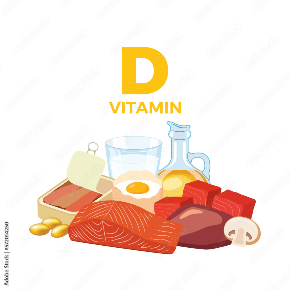 Vitamin D in food icon vector. Vitamin D food sources vector