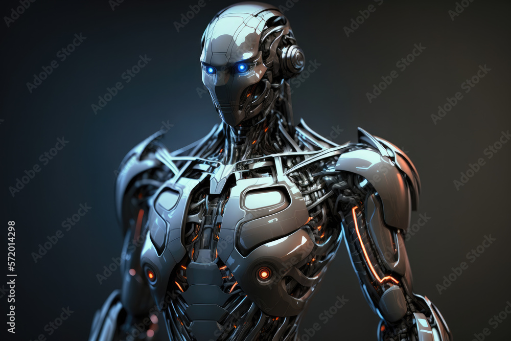 Naklejka premium Futuristic robot. Humanoid robot.
