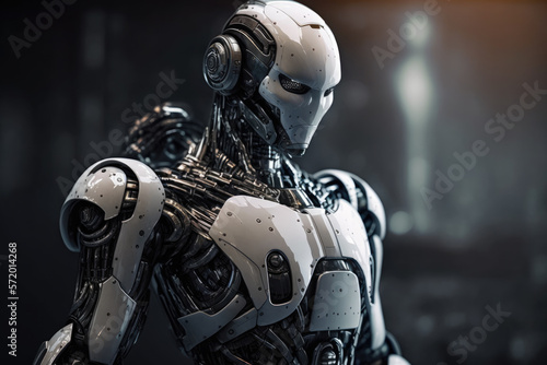 Futuristic robot. Humanoid robot.