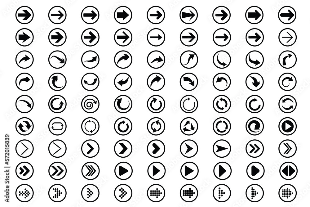 a set of arrow icons with circles a set of arrow icons with circles