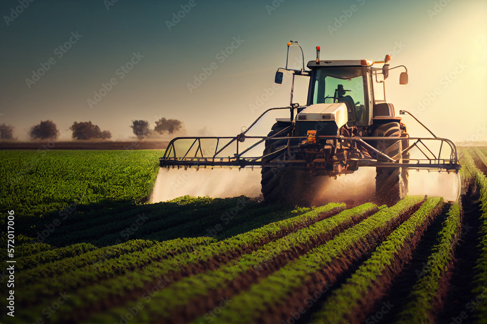 Moderner Traktor in Aktion: Effiziente Landwirtschaft auf dem Feld - Generative Ai