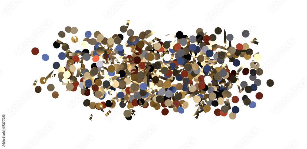 Multicolor confetti abstract background with a lot of falling pieces, isolated on a white background.