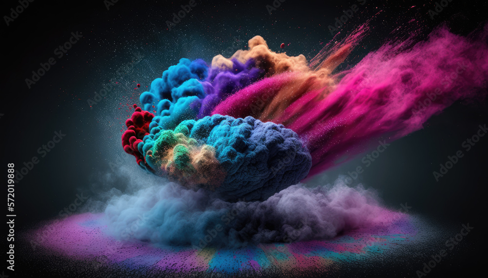 Model Of A Mushroom Cloud Made Of Colored Powder After An Explosion model-of-a-mushroom-cloud-made-of-colored-powder-after-an-explosion