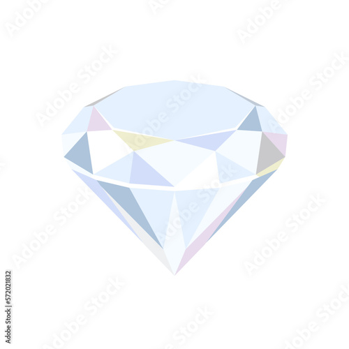 Diamond isolated on white background. Vector illustration of gemstone. Flat icon.
