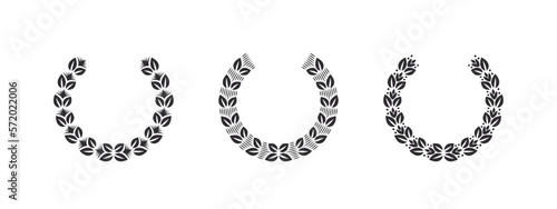 Wreaths. Modern wreath foliate. Wreath victory icons. Design elements. Vector illustration